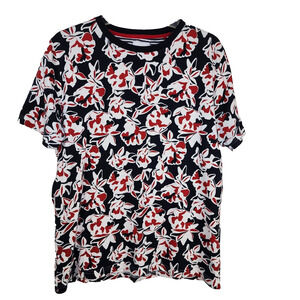 Cactus Man Ricky Singh Men T Shirt Size Large Red White Blue Floral Short Sleeve